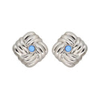 Classic Textured Geometric Stainless Steel Ear Stud Girl Women'S Golden Jewelry Square Knot Earrings Wholesale