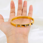 Waterproof Stainless Steel Gold Plated Cz Zircon Cuff Bangle for Women Minimalist Stacking Bracelets Christmas Jewelry