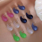 JEWELRY EH133 French Resin Earrings Teardrop Fashion Earrings Wholesale Mixed Colors