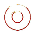 2024 New Tennis Zircon Stone Crystal Chain Choker Necklace Bracelet Jewelry Set Luxury Women'S Wedding Party Jewelry