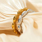 Simple Gold Plated Charm Stainless Steel Jewelry Rings Smooth Oval Bead Finger Wedding Rings for Women