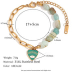Splicing Amazonite Evil Eye Jewelry Gold Plated Charm Necklace Gold Plated Gemstone Jewelry Stainless Steel