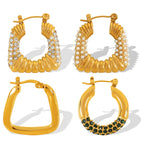 JEWELRY EH292-5 Factory Hot Sale 18K Gold Plated Geometric Zirconia Earrings Fashion Design Premium Earrings