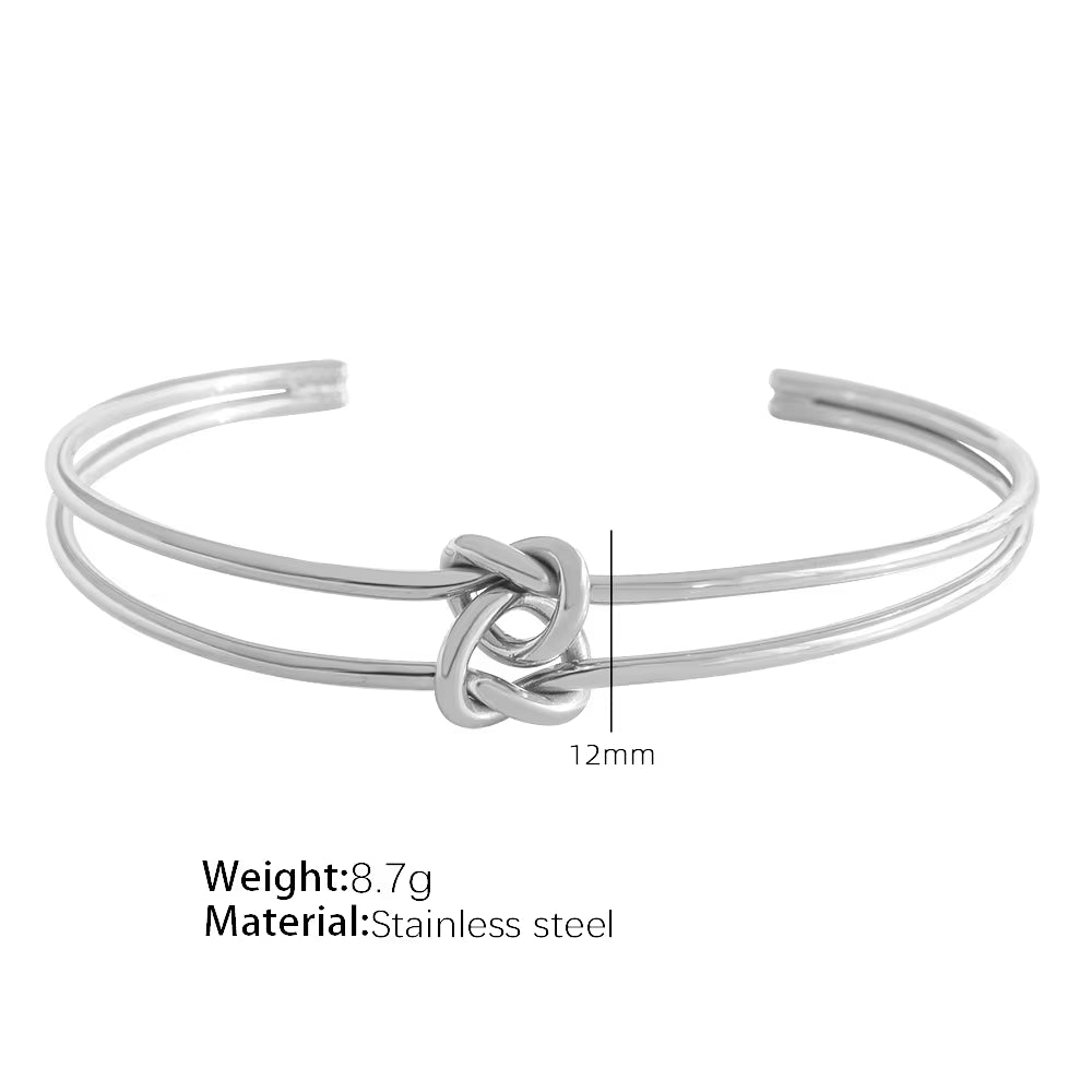 JEWELRY SZ45-7-SZ51 Hot Sale Vintage Fashion Stainless Steel Open Bangle Twist Knot C Shape Bangle for Women