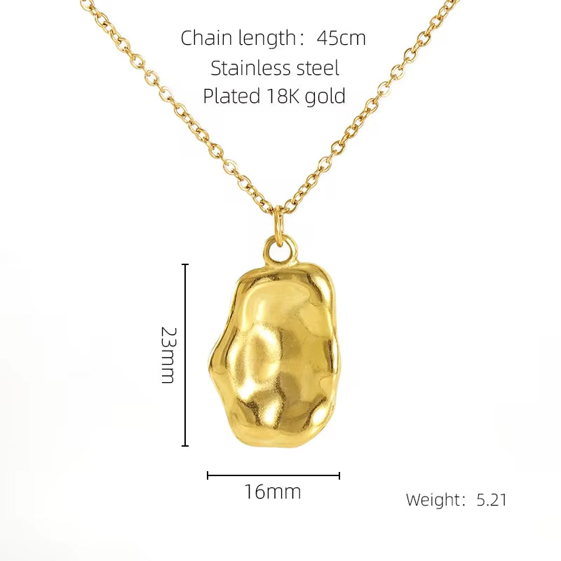Vintage 18K Gold Necklace Fashion Stainless Steel Choker Necklace Trendy Shell Rose Pendant Necklace for Women