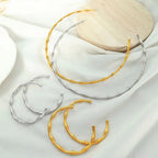 JEWELRY XL72-SZ58 Wholesale Thin Bamboo Open Collar Bangles Fashion Necklace Stainless Steel Plated 18K Gold
