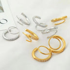 JEWELRY EH242-3 Hot Sale Earring Clasp Exaggerated Earrings Metal Plating Colour Preservation Earrings Set Zirconia