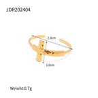Ins Hot 18K Gold Plated Geometric Rings Set Jewelry Fashion Retro Style Oval Cross Shaped Ring for Women