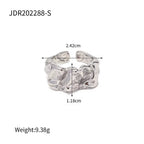 Design Hammer Molten Style Chunky Earrings Rings 18K Gold Plated Stainless Steel Romantic Love Earring