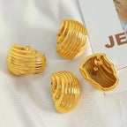 JEWELRY New Simple Irregular Geometric Earrings Vertical Pleated Hollow Half Circle Earrings