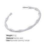 JEWELRY XL72-SZ58 Wholesale Thin Bamboo Open Collar Bangles Fashion Necklace Stainless Steel Plated 18K Gold