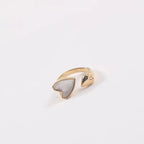 Wholesale 18K Gold Plated Stainless Steel Two Heart Shell Rings for Women