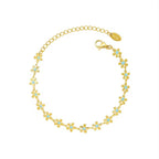 Custom Latest Designs 18K Gold Plated Stainless Steel Enamel Flower Bracelet Bangles Jewelry